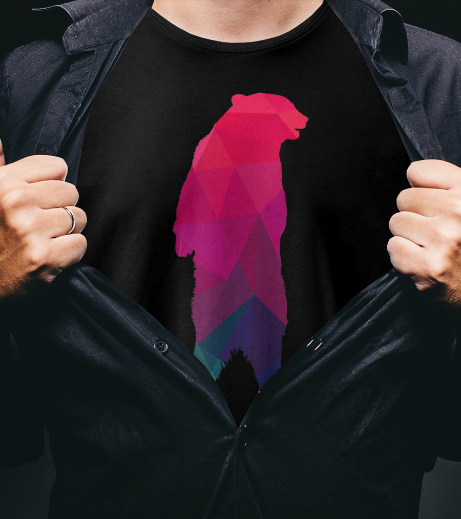Colorful Geometric Pattern Fractal Bear T-Shirt