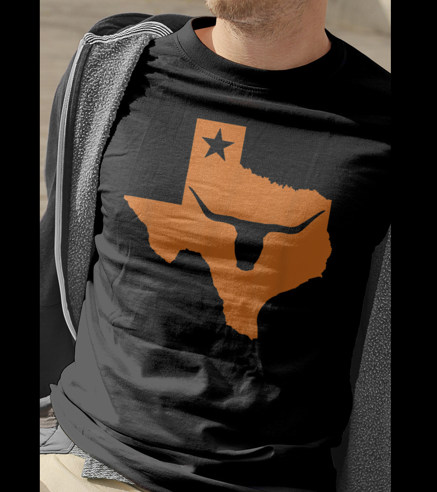 Texas Longhorn Bull Orange State Star T-Shirt