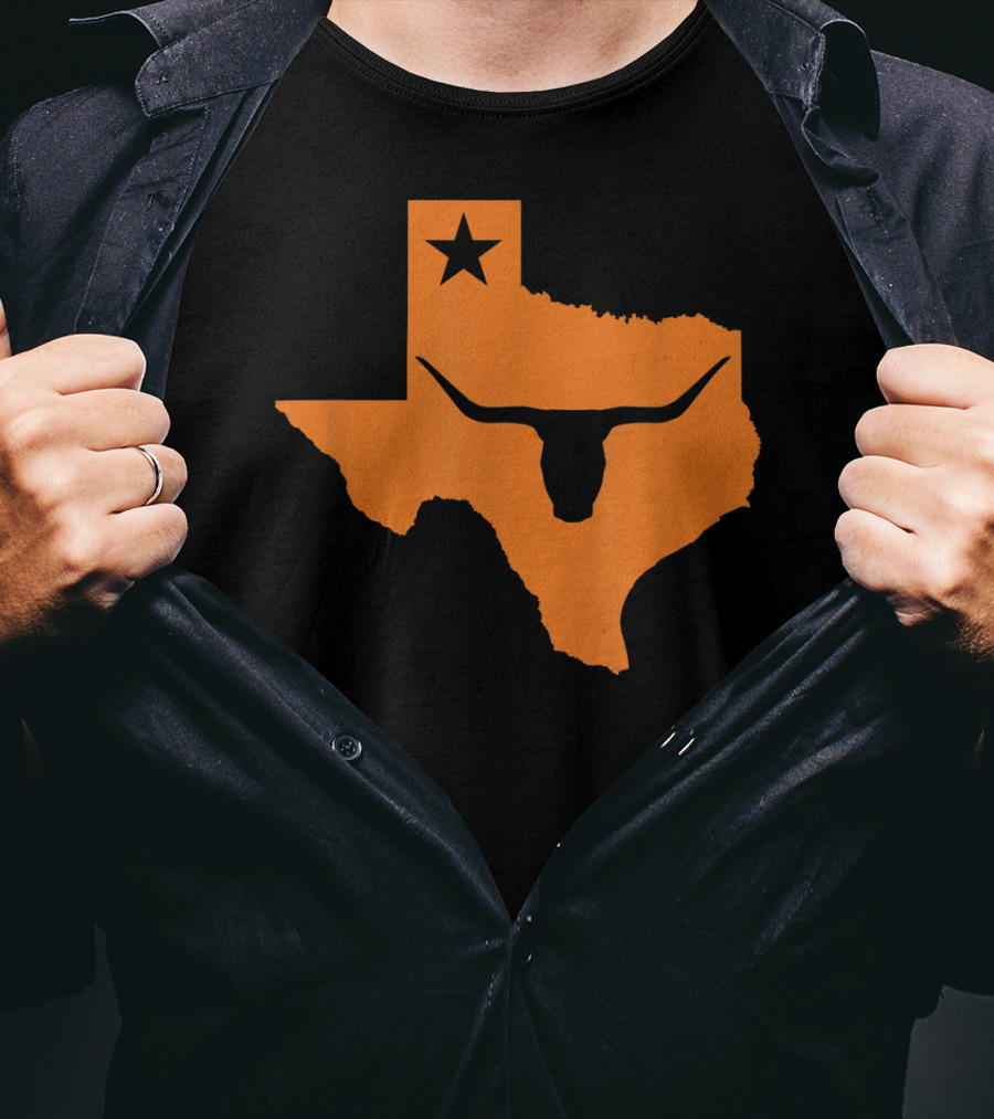 Texas Longhorn Bull Orange State Star T-Shirt