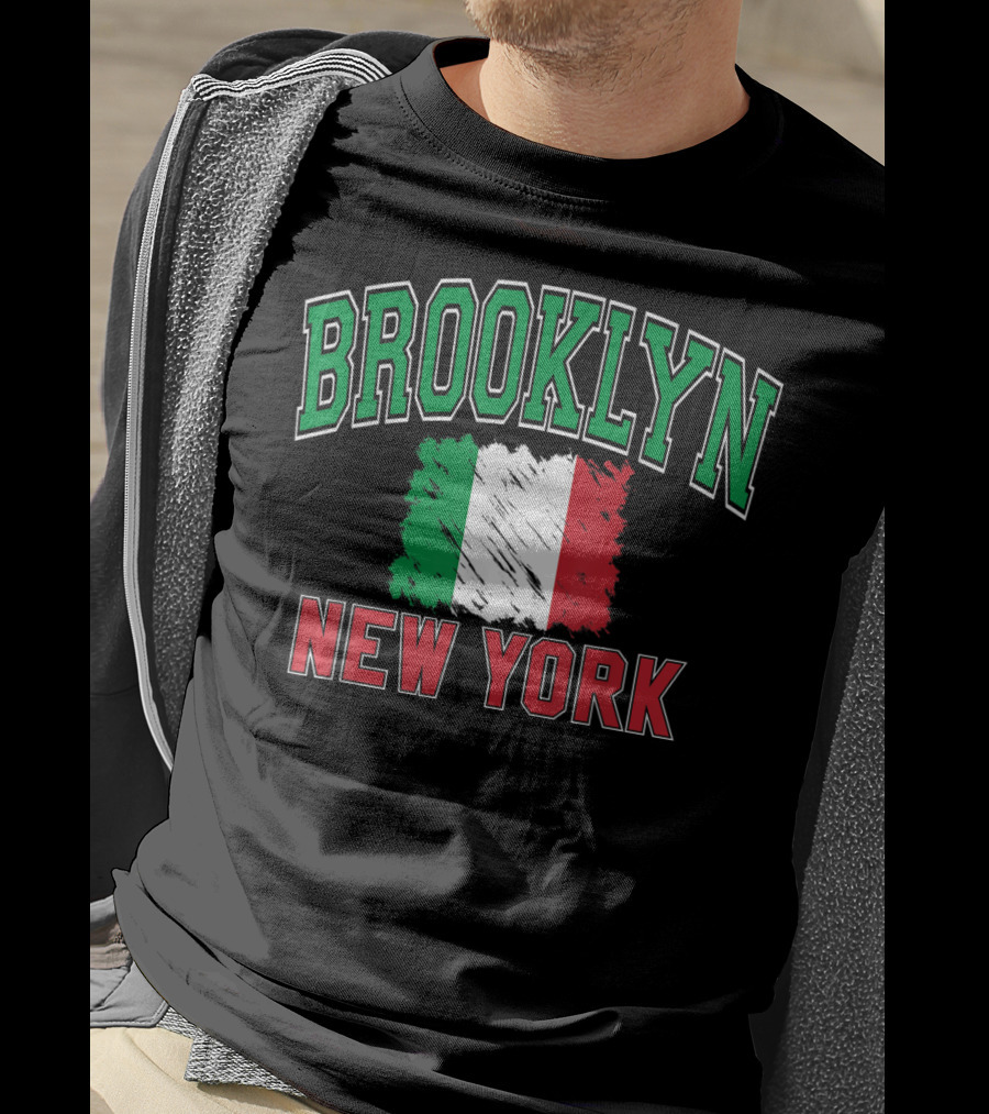 Brooklyn New York Italian Flag Varsity T-Shirt
