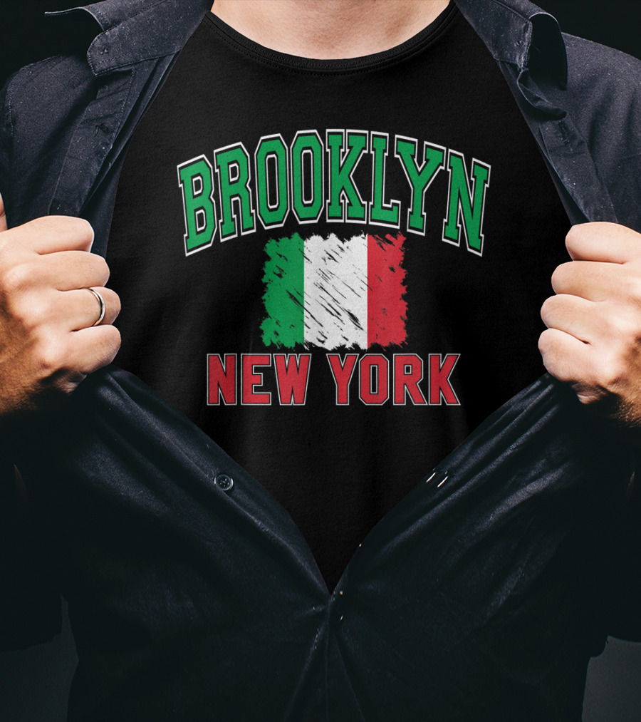 Brooklyn New York Italian Flag Varsity T-Shirt