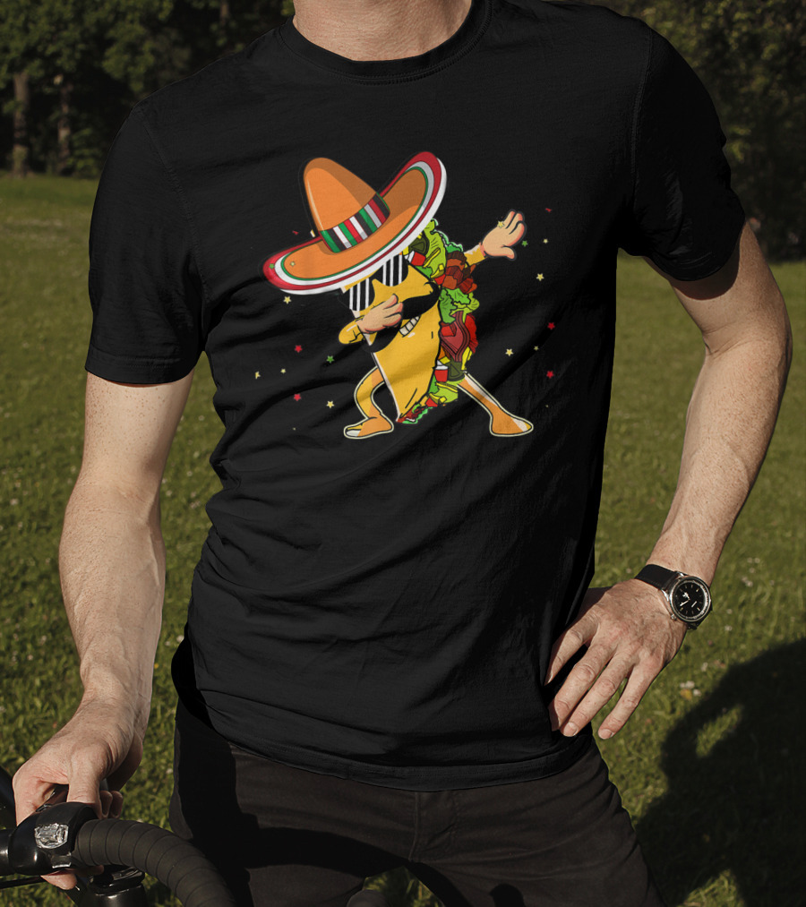 Cinco De Mayo Dabbing Taco With Sombrero Mexico Latino T-Shirt