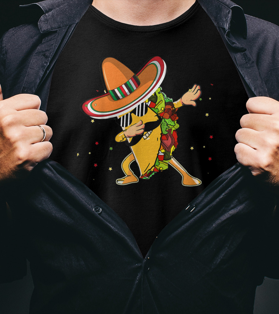 Cinco De Mayo Dabbing Taco With Sombrero Mexico Latino T-Shirt