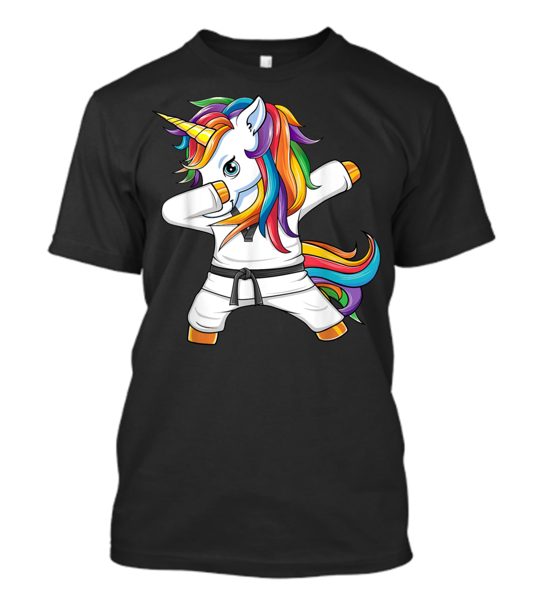 Dabbing Unicorn Karate Taekwondo Kids Girl Rainbow Martial Arts T-Shirt