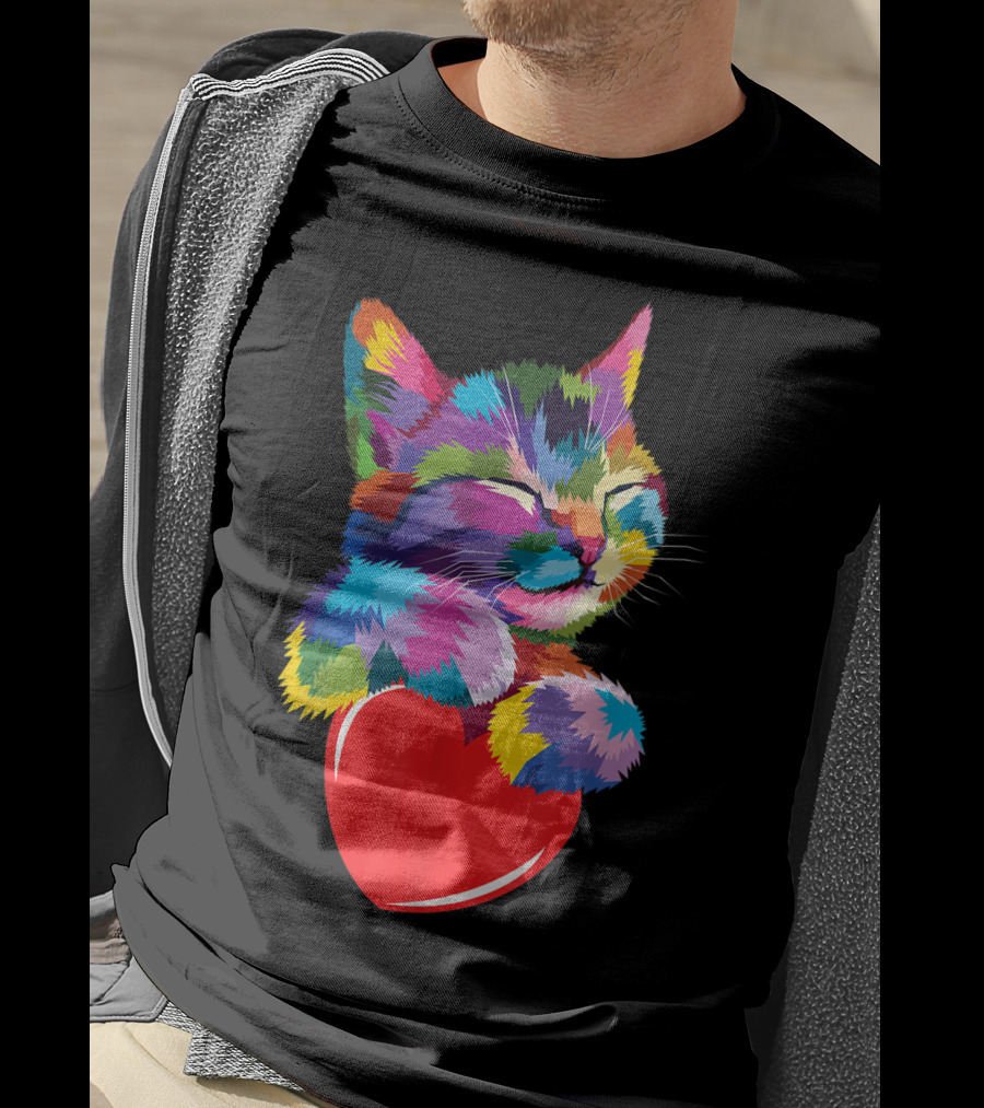 Cat For Kitten Lovers Colorful Cute Kitty Heart T-Shirt