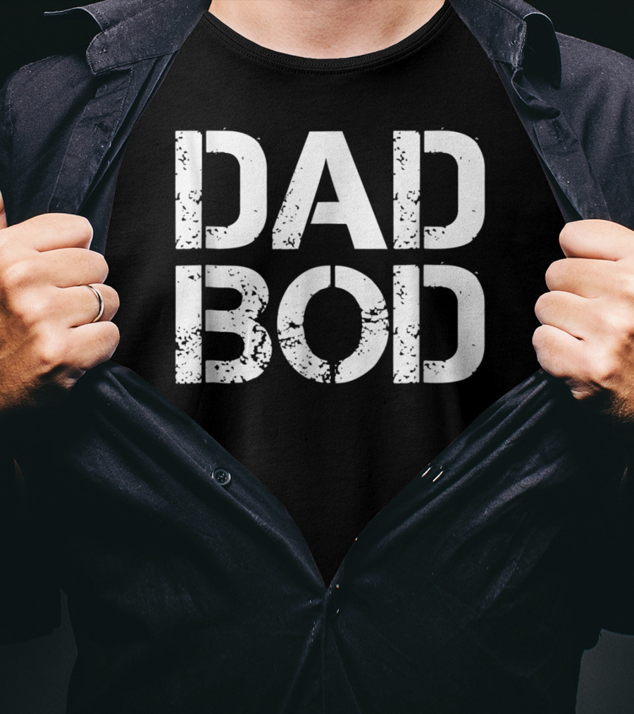 Dad Bod Rough Strong 90s Stencil Text Dark T-Shirt