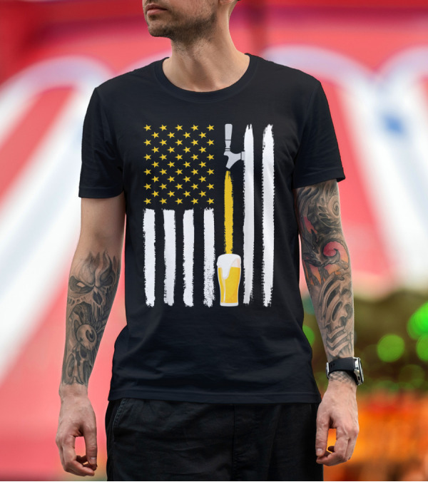 Premium T-Shirt: Craft Beer Tap American Flag USA 4th July T-Shirt Craft Beer Tap American Flag USA 4th July T-Shirt