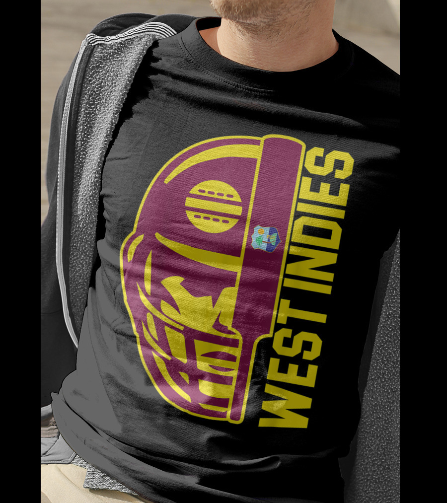 West Indies Cricket Fan Helmet Emblem With Ball And Bat T-Shirt