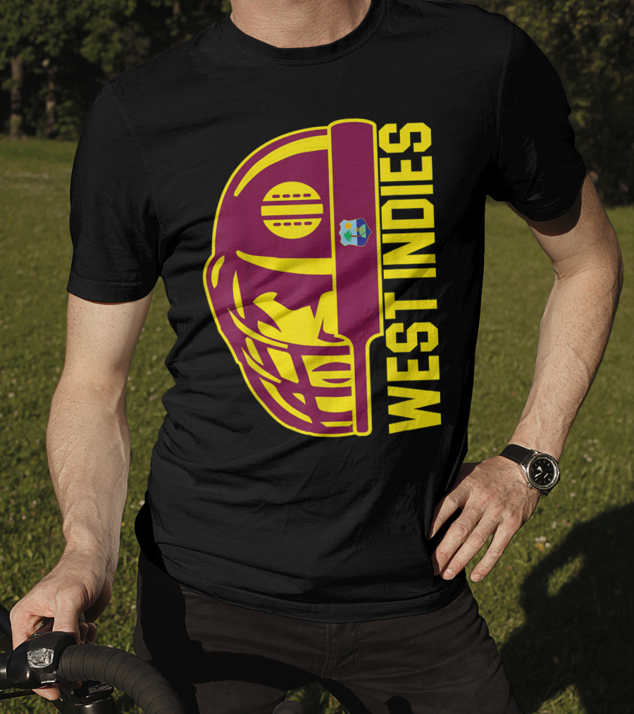 West Indies Cricket Fan Helmet Emblem With Ball And Bat T-Shirt
