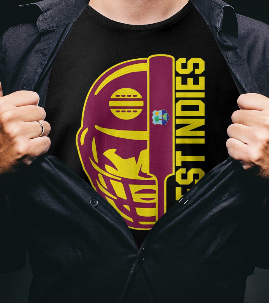 West Indies Cricket Fan Helmet Emblem With Ball And Bat T-Shirt