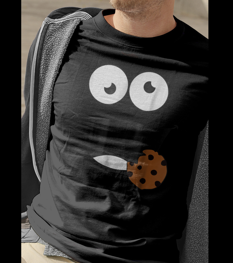 Cute Monster Cookie Funny Face Eating Cookie T-Shirt