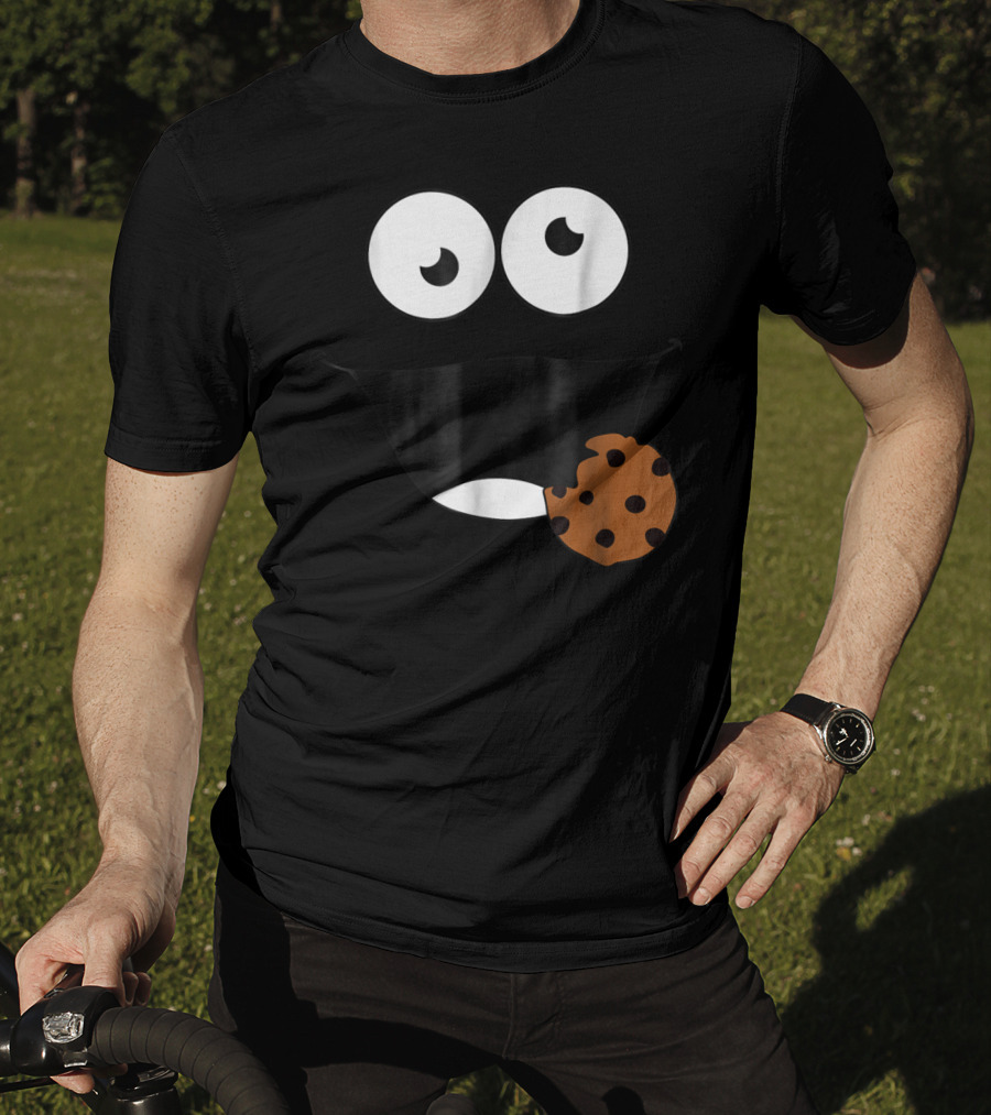 Cute Monster Cookie Funny Face Eating Cookie T-Shirt