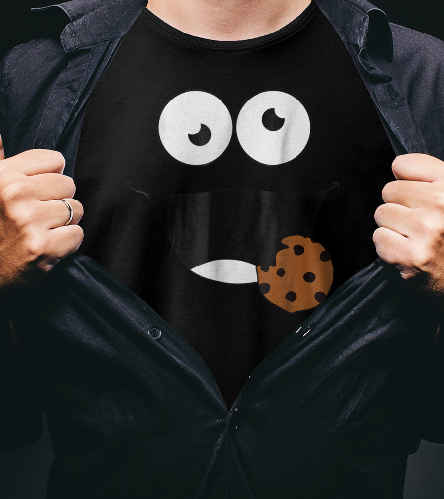 Cute Monster Cookie Funny Face Eating Cookie T-Shirt