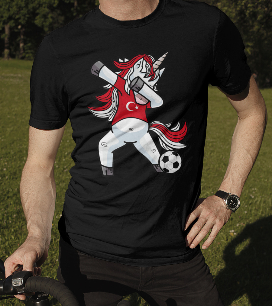 Dabbing Unicorn In Turkish Soccer Outfit With Ball T-Shirt