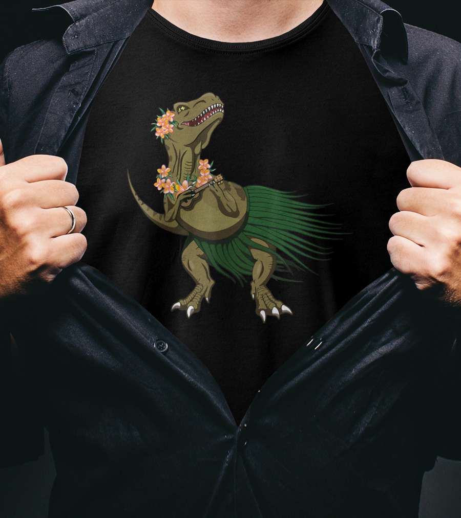 Dinosaur Ukulele Aloha Hawaiian Holiday Hula Dinosaur T-Shirt