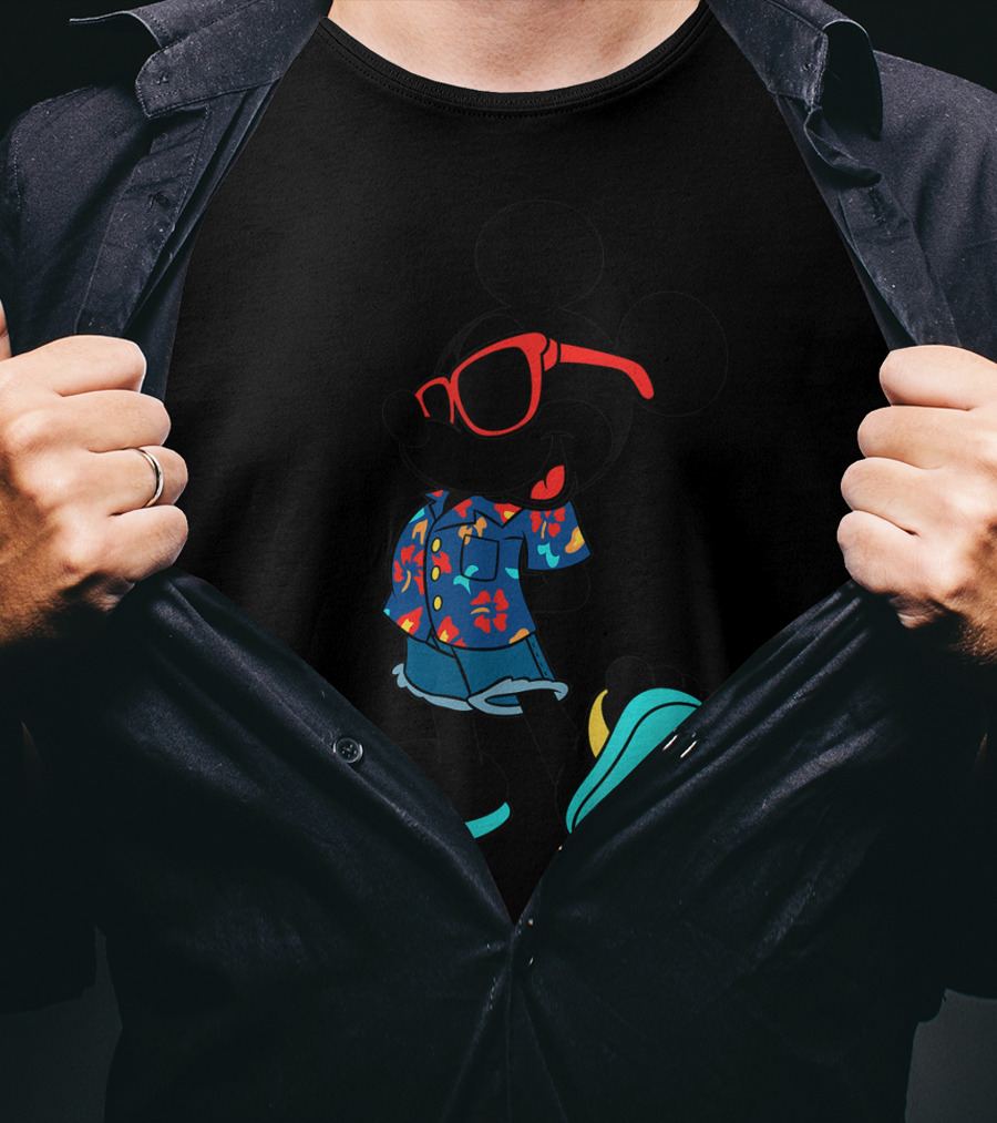 Disney Mickey Mouse Hawaiian Shirt With Sunglasses Summer T-Shirt