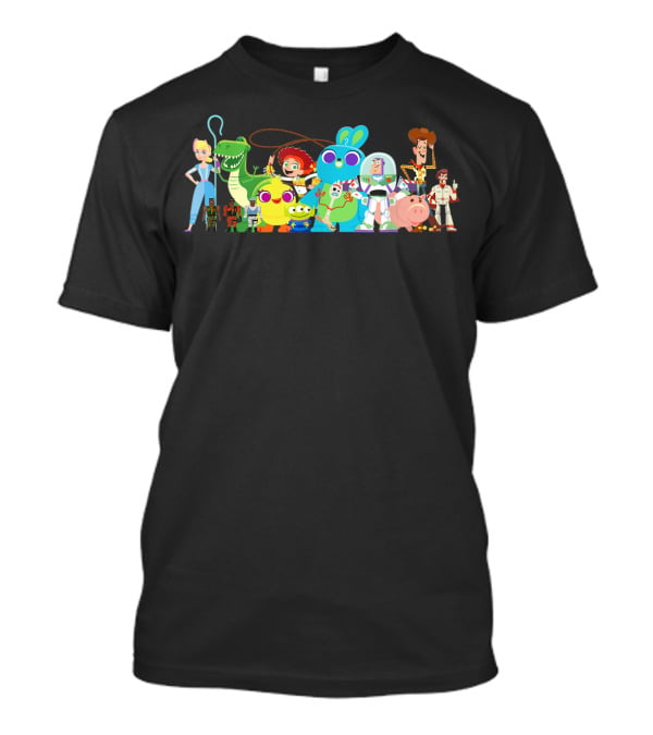 Disney Pixar Toy Story 4 Buzz Woody Bo Peep Buzz Lightyear Rex Jessie Hamm Ducky Bunny Forky Group Character T-Shirt