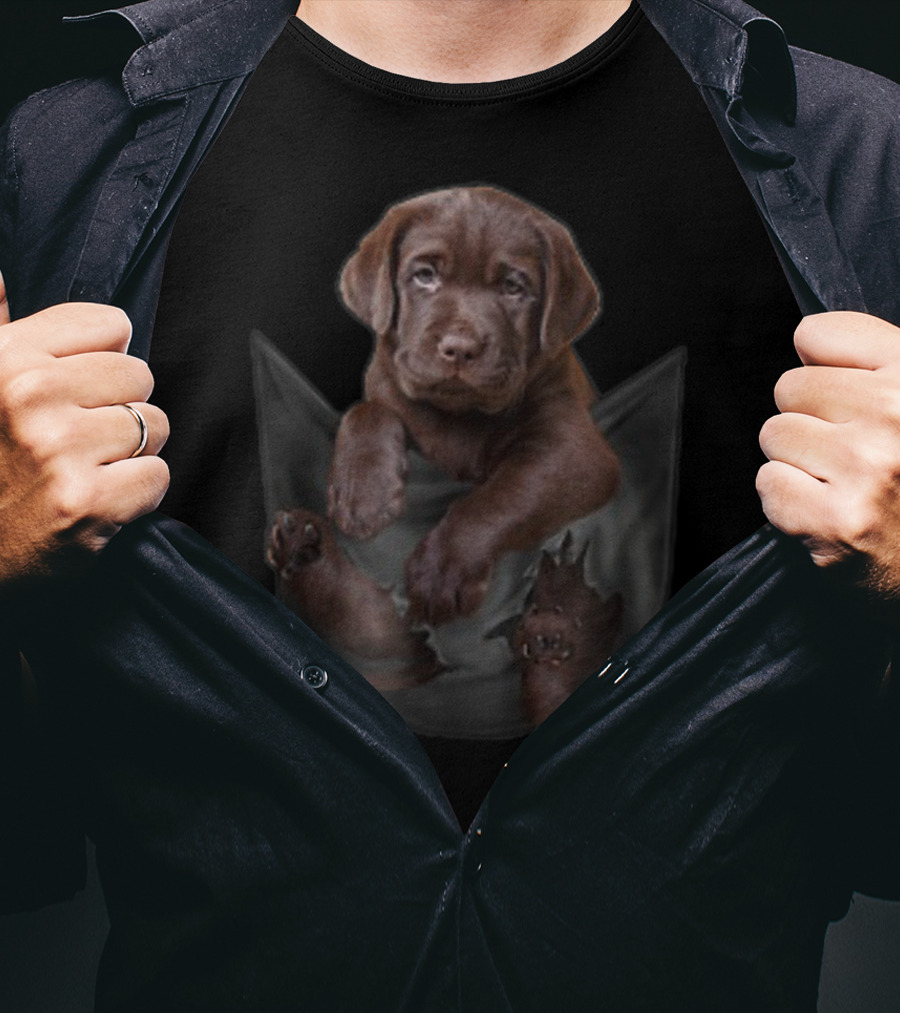Chocolate Labrador Dog In Your Pocket T-Shirt