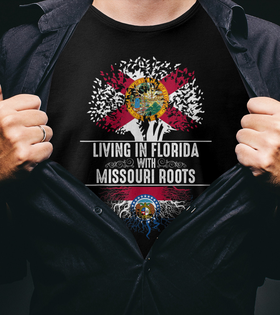 Living In Florida With Missouri Roots State Tree Flag T-Shirt