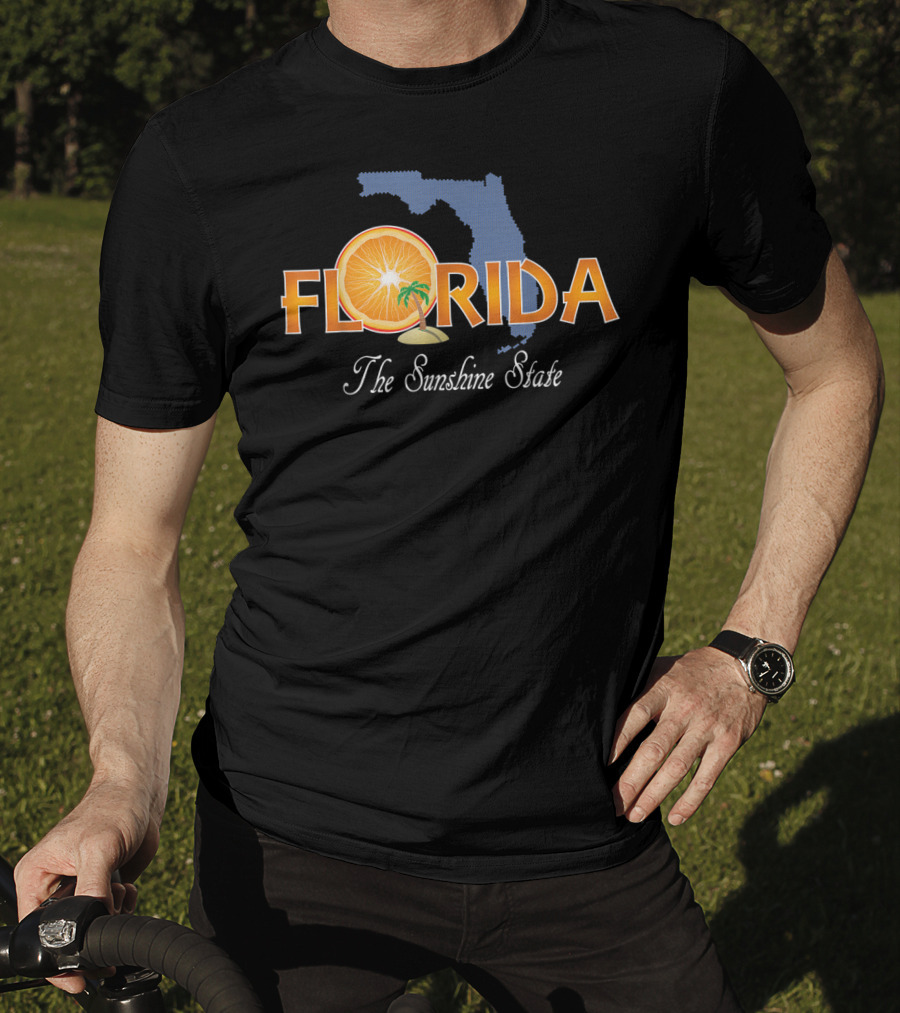Florida The Sunshine State Orange And Palm Map T-Shirt