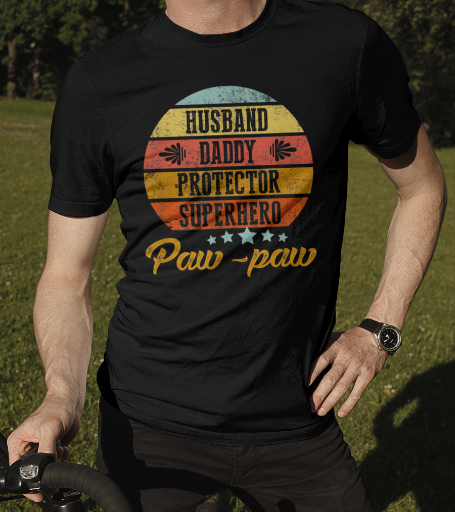 Husband Daddy Protector Superhero Paw-Paw T-Shirt