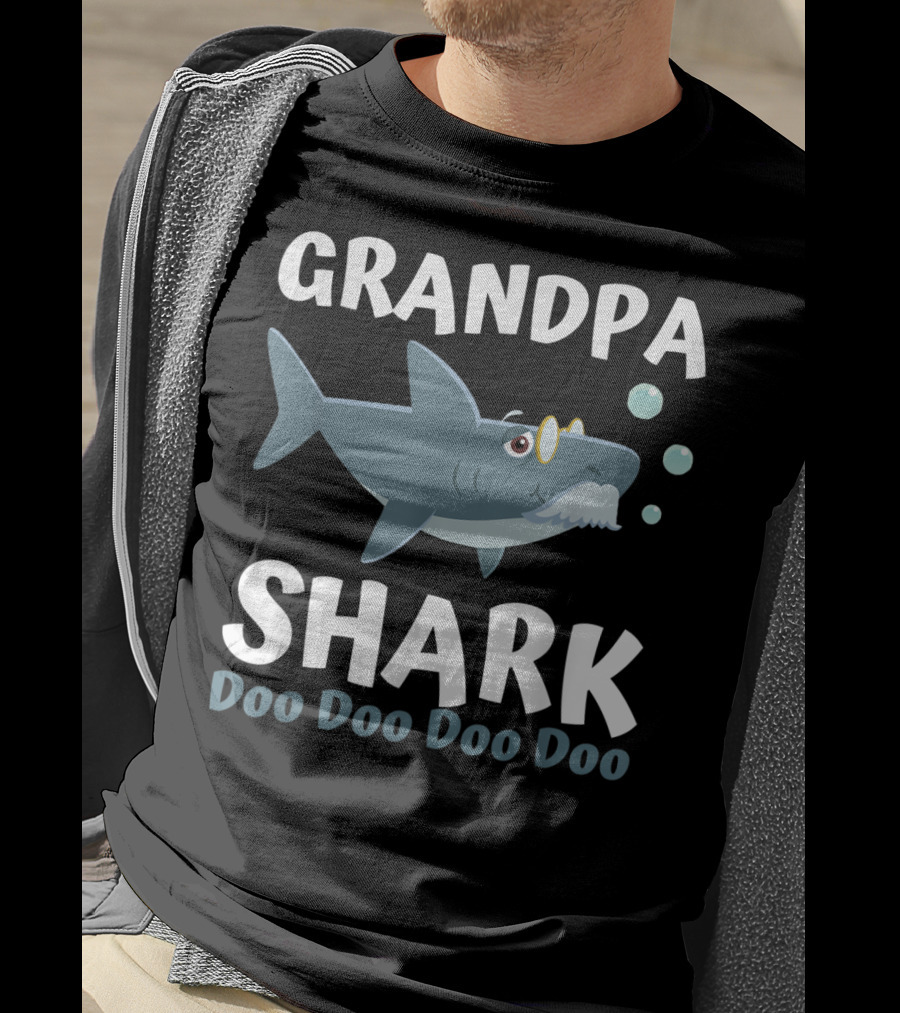 Fathers Day Grandpa Shark Doo Doo Doo Doo From Wife Kids Baby T-Shirt