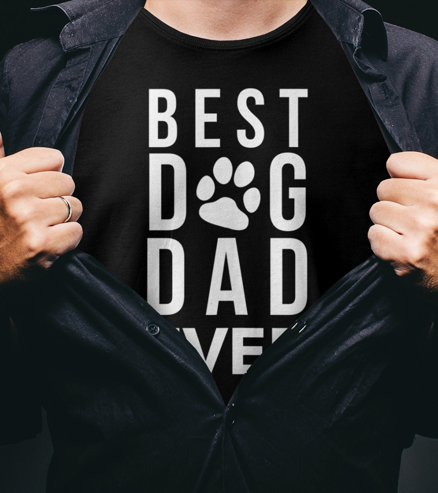 Best Dog Dad Ever Paw Print Funny Dog T-Shirt