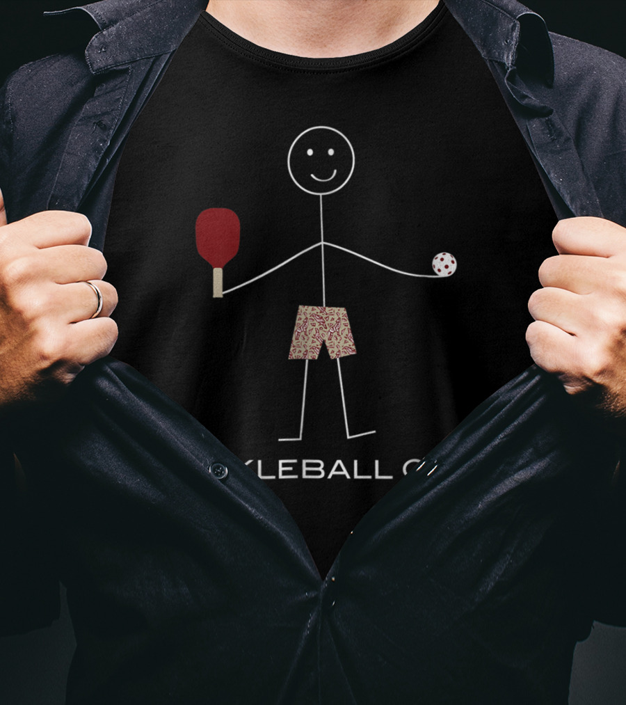Pickleball Guy Funny Stick Figure Paddle Sports Humor T-Shirt