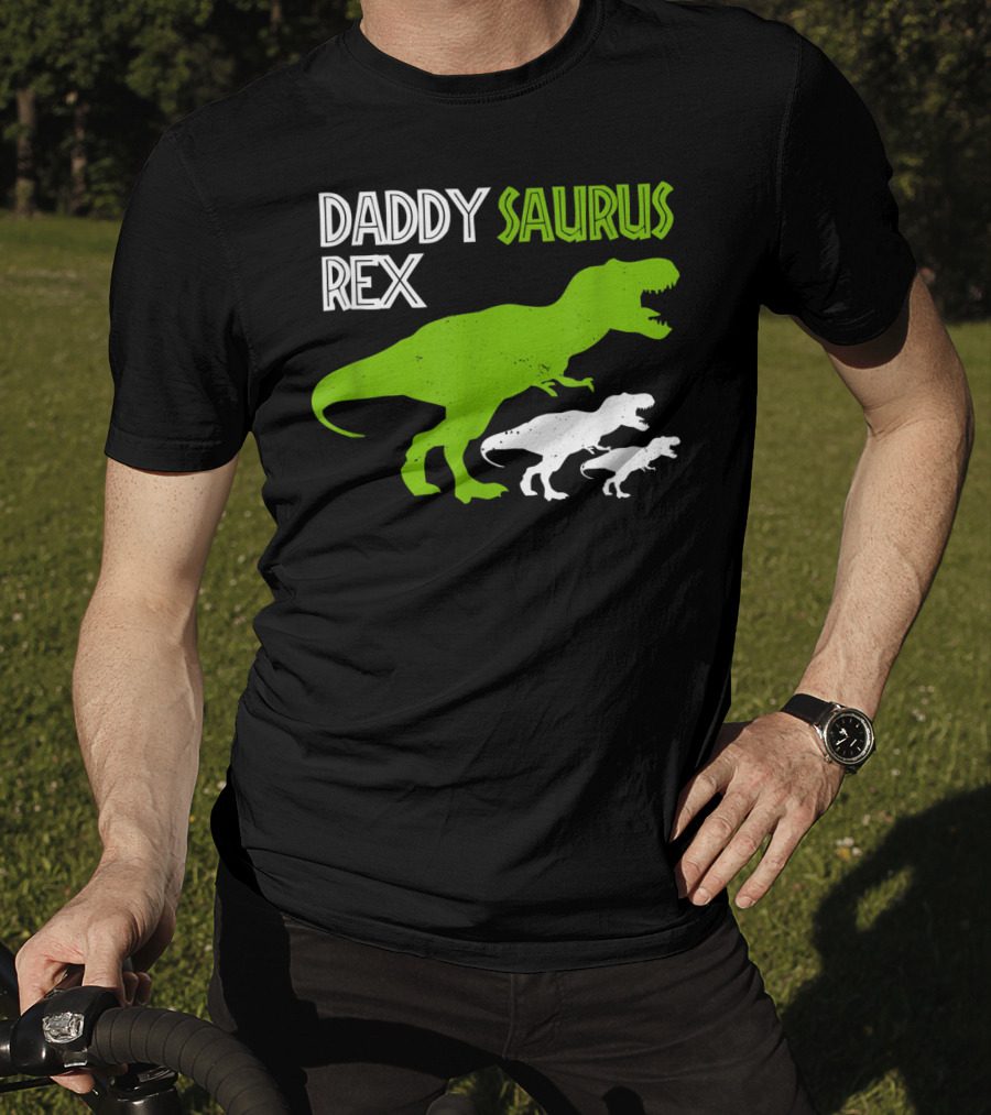 Funny Father's Day Daddysaurus Rex Dinosaur Dad And Kids T-Rex T-Shirt
