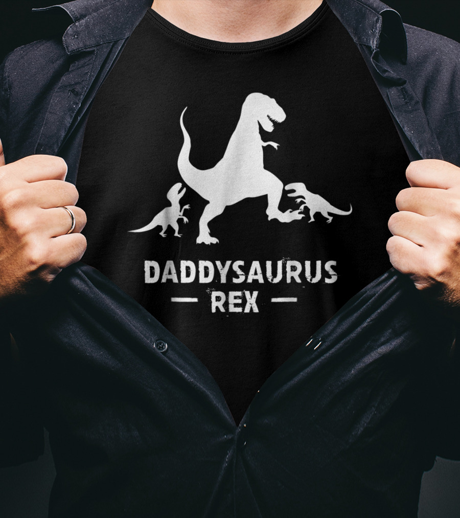 Father's Day Daddysaurus Rex With Dinosaur Family T-Shirt