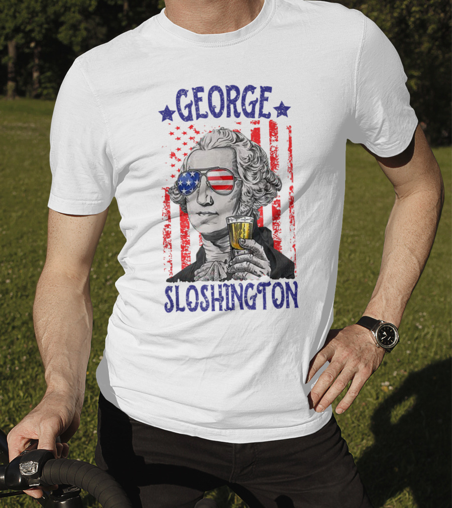 George Sloshington American Flag Beer Patriotic T-Shirt