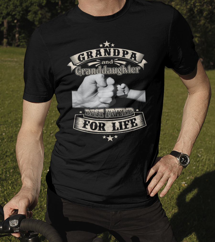 Grandpa And Granddaughter Fist Bump Best Friend For Life With Stars T-Shirt