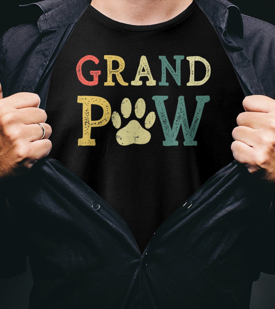 Grandpaw Dog Lover Paw Print Grandpa T-Shirt