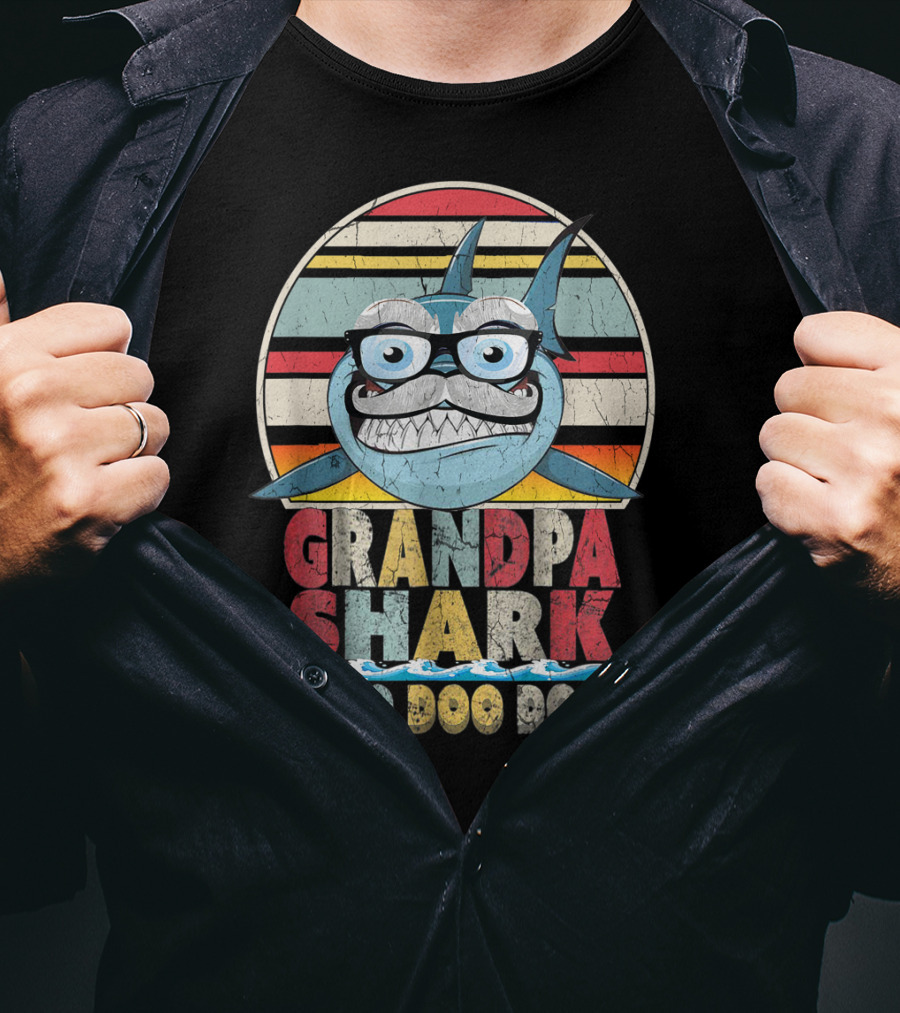 Grandpa Shark Doo Doo Doo Cute Vintage Fun T-Shirt