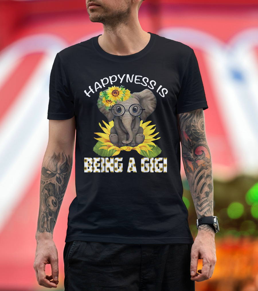 Happiness Is Being A Gigi Elephant With Sunflower Accessories T-Shirt