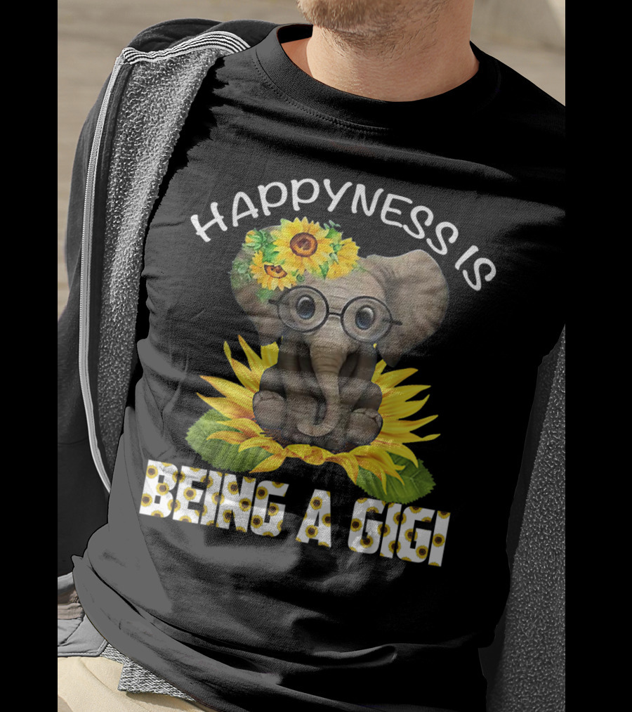 Happiness Is Being A Gigi Elephant With Sunflower Accessories T-Shirt