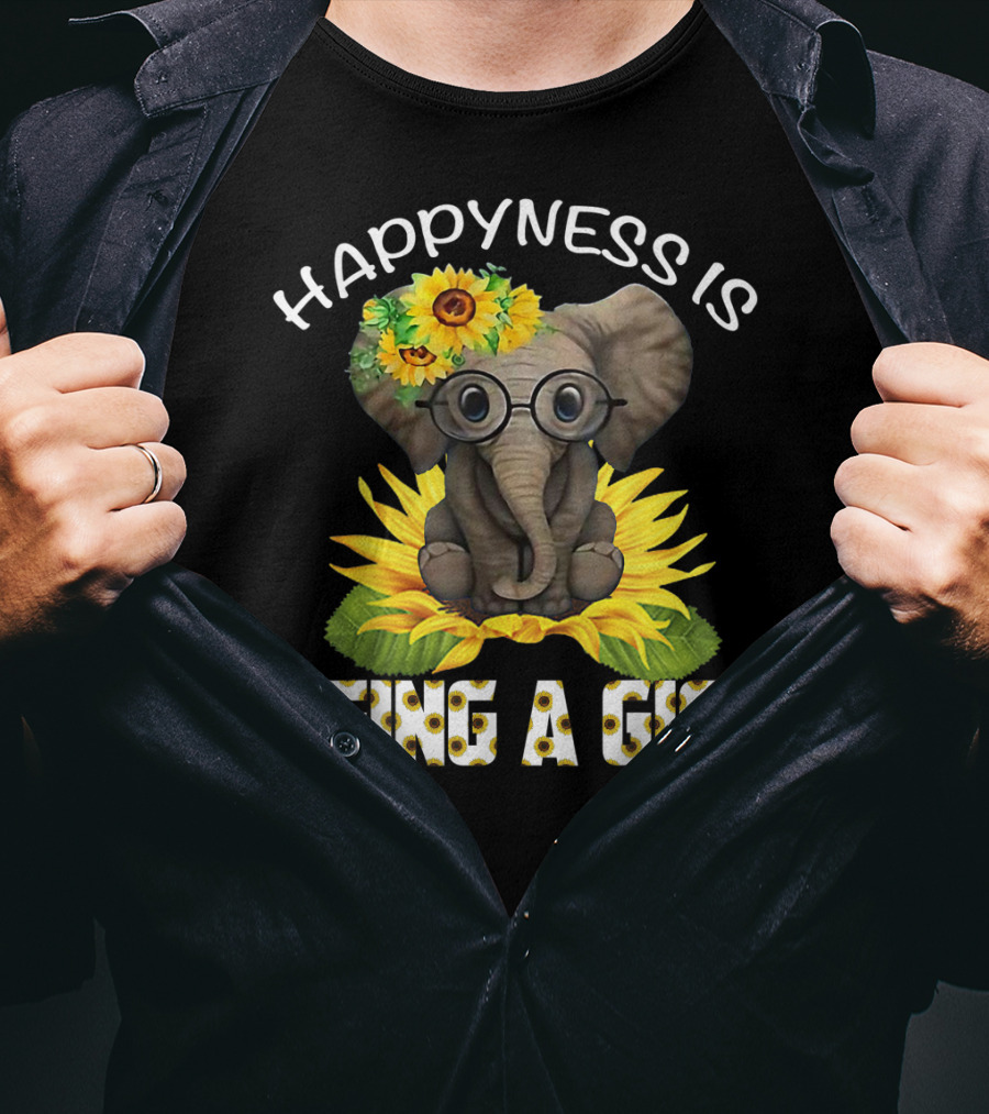 Happiness Is Being A Gigi Elephant With Sunflower Accessories T-Shirt
