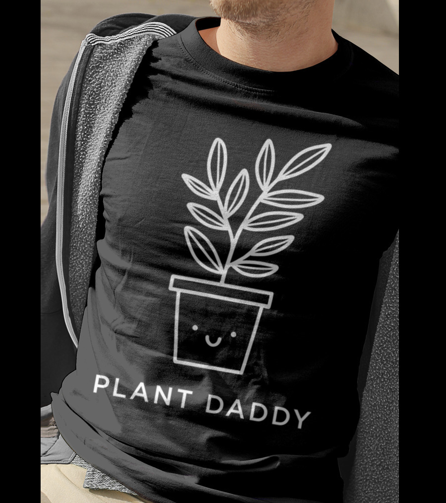 Happy Smiling Plant Daddy Pot With Leaves T-Shirt