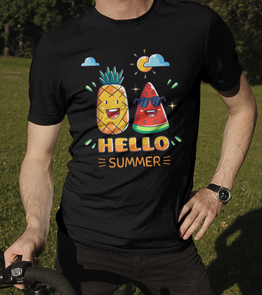 Hello Summer Pineapple Watermelon Fun Vibes T-Shirt