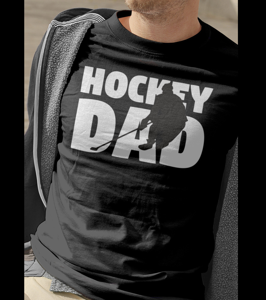 Hockey Dad Father Silhouette Hockey T-Shirt