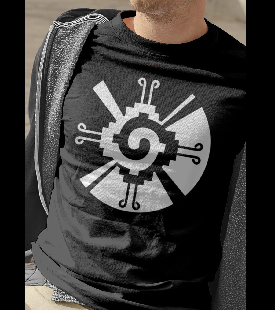Hunab Ku Mayan Aztec Sacred Symbol Black And White Geometric T-Shirt