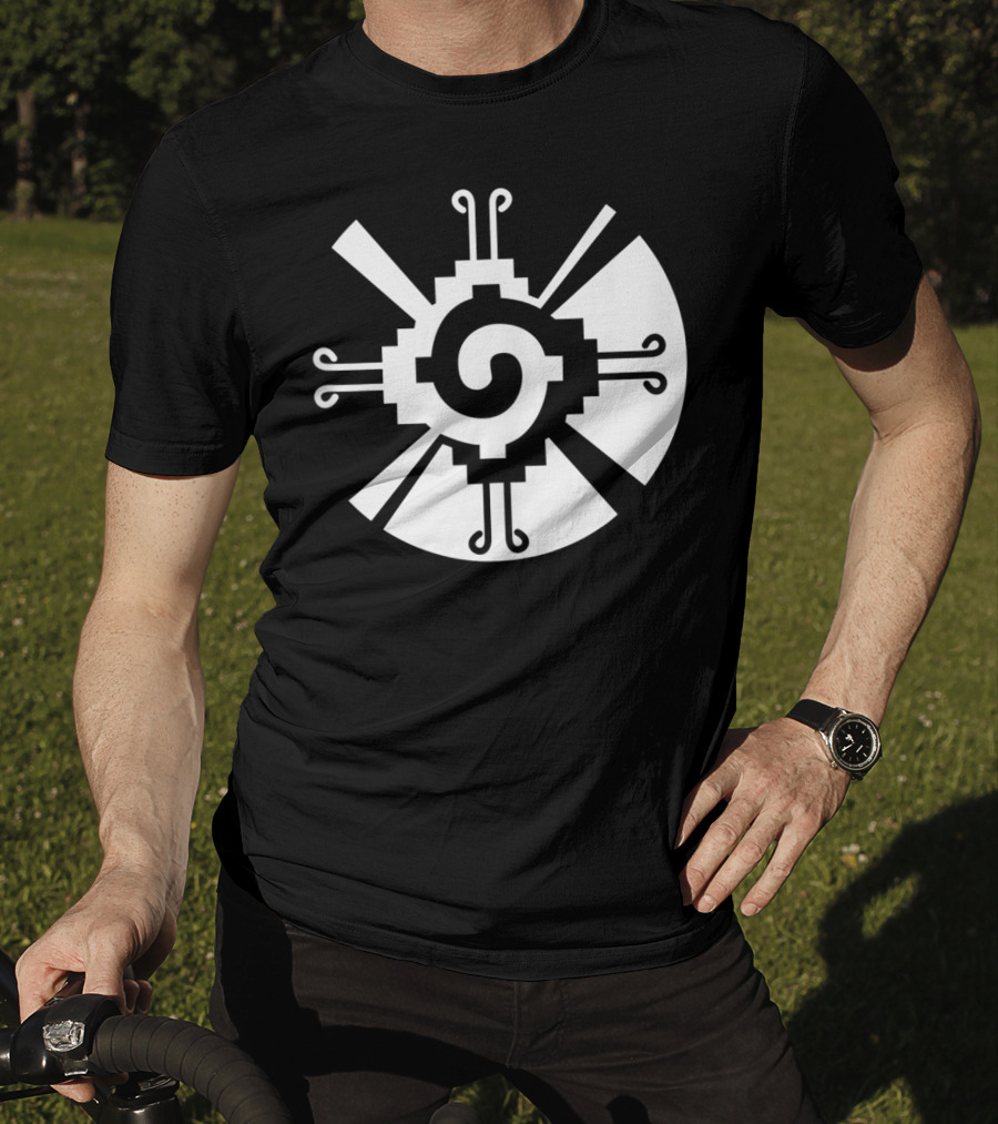 Hunab Ku Mayan Aztec Sacred Symbol Black And White Geometric T-Shirt