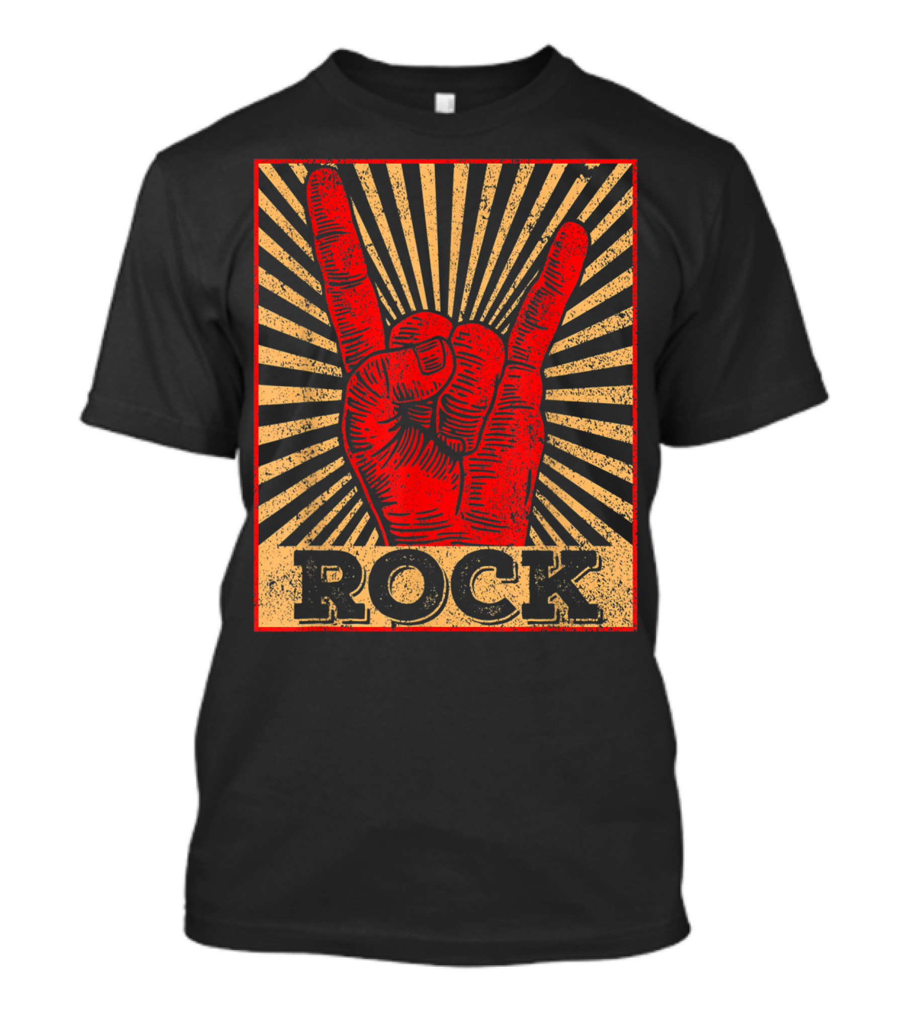 Vintage Rock N Roll Concert Band Hand Gesture Icon With Rock Text T-Shirt
