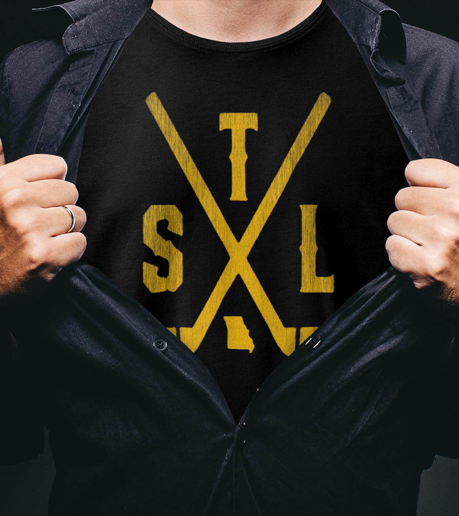 STL Ice Hockey Sticks Missouri State Outline T-Shirt