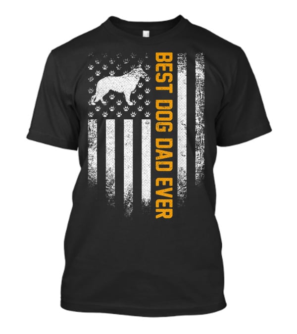 Best Dog Dad Ever Vintage USA German Shepherd Flag T-Shirt