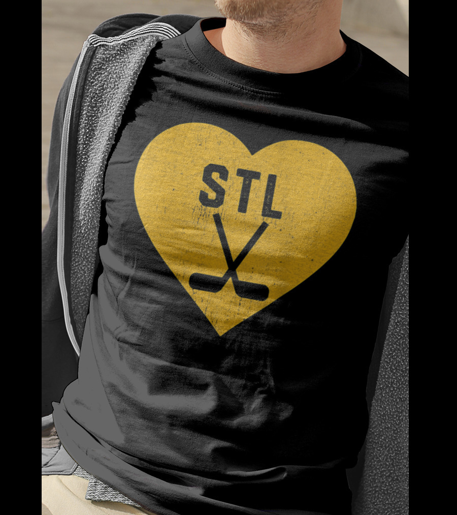 STL Heart With Hockey Sticks St Louis Hockey T-Shirt