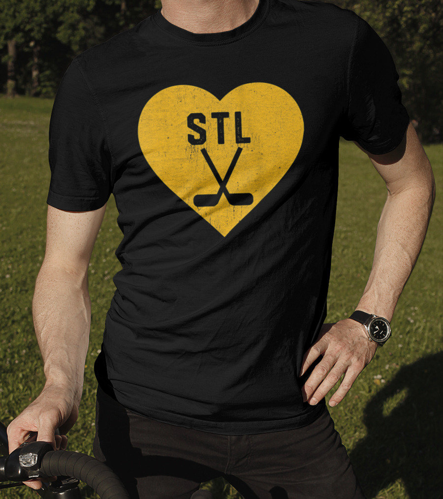 STL Heart With Hockey Sticks St Louis Hockey T-Shirt