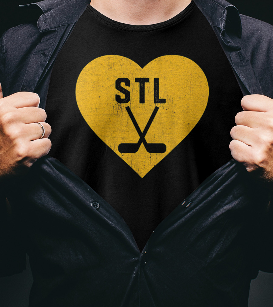 STL Heart With Hockey Sticks St Louis Hockey T-Shirt