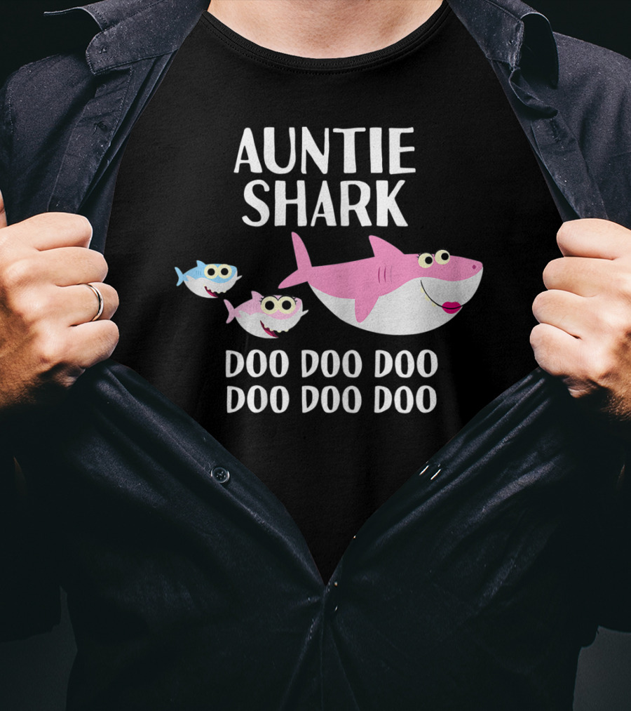 Auntie Shark Doo Doo Mother's Day Catchy Family Fun T-Shirt