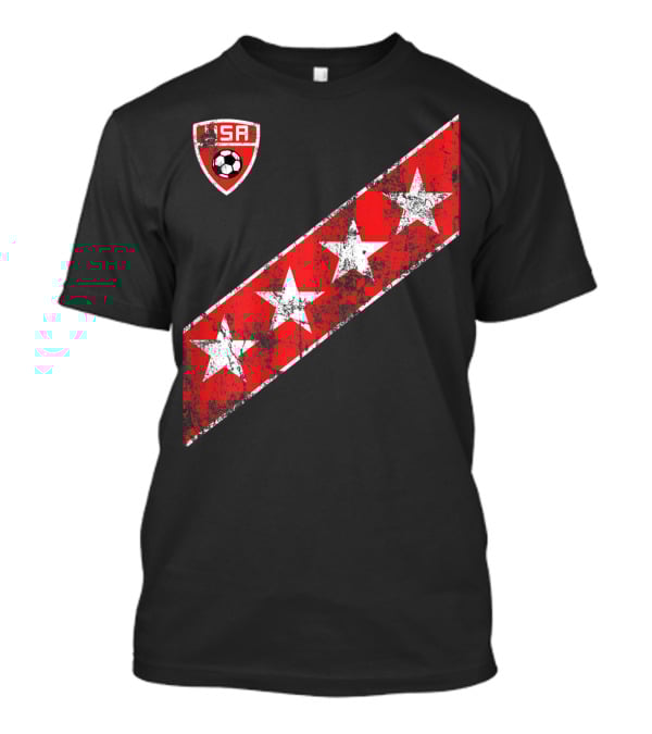 USA Soccer Stars Emblem With Red And White Stripes T-Shirt
